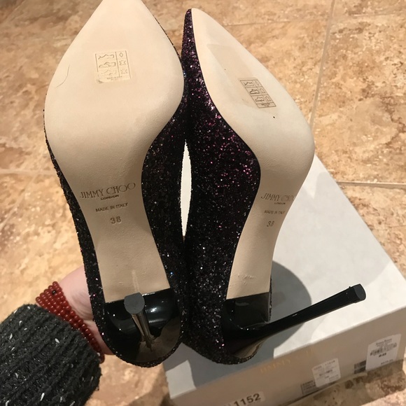 HP❤️Jimmy choo Romy Glitter Pointed-Toe 100mm Pump - Picture 4 of 7
